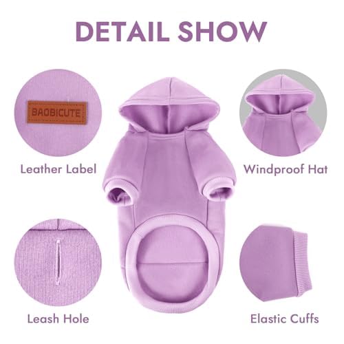 Image of 2 Pack Dog Hoodie Warm Hood Dog Sweater Cold Weather Small Dogs Sweatshirt Comfort Pet Clothes for Small Medium Dogs with Pockets (Purple, L (Back: 13.78 inch, Chest: 18.9 inch))