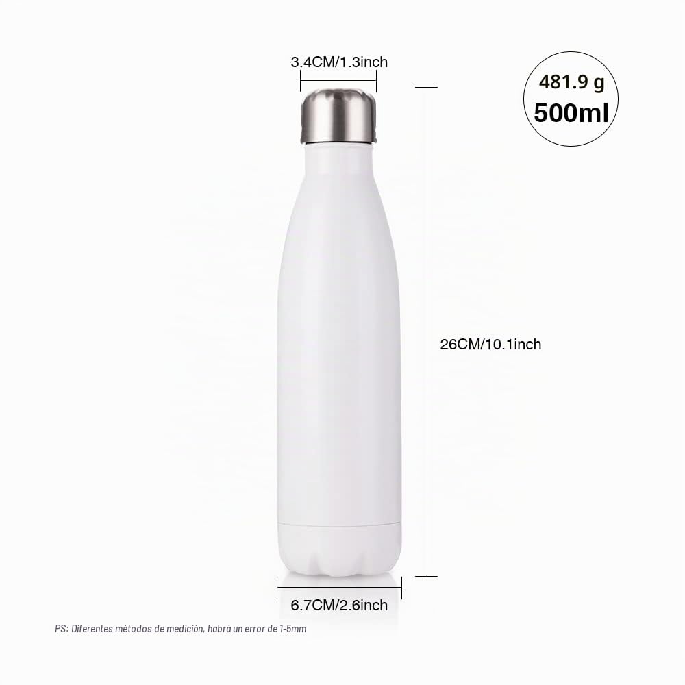 PYD Life Botellas de agua deportivas de sublimación de 481.9 g, vasos de acero inoxidable blanco con tapa para vaso, prensa de calor, impresión de horno de sublimación, paquete de 4