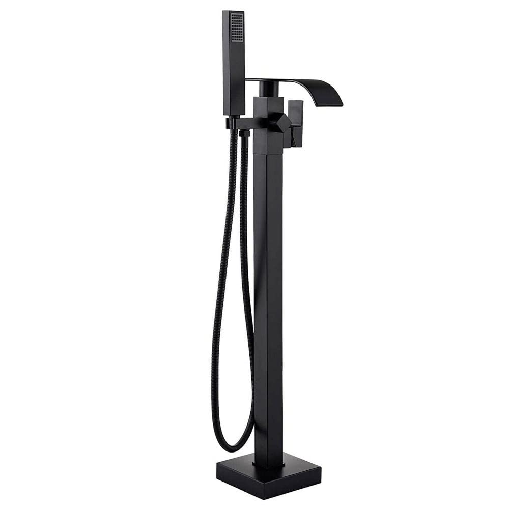 DFGHNBVC Barthroom Tub Filler Faucet Floor Mounted Bathtub Shower Faucet Waterfall Spout Free Standing Tub Mixer Tap With Handheld Sprayer