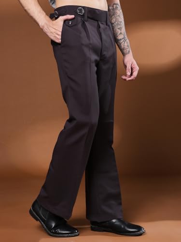 Image of Gurkha Pants for Men | Trouser for Men | Formal Pant | Single Buckle | Bell Bottom Trouser High Waist Pleated Casual Trousers | Flared Bottom Leg Pants for Office Smart Casual Travel Party