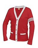 Averill's Sharper Uniforms Your Neighborhood Uniform Store Unisex 5-Button V-Neck with Contrasting Trim Varsity Cardigan Large Lipstick/White