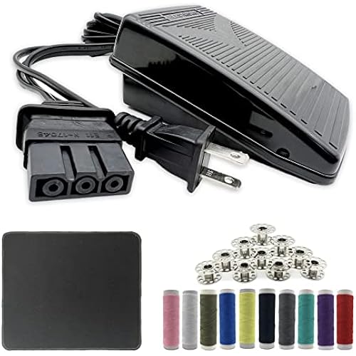 Brother Sewing Machine Pedal and Power Cord, with Foot Pedal Non Slip Pad, Compatible with Brother #J00360051 JX2517 LX3817 1034D XL2600i LS2125 XM2701 LX3125 KD1902 VX1120 LS1217 LX3014 LX2500 XR65