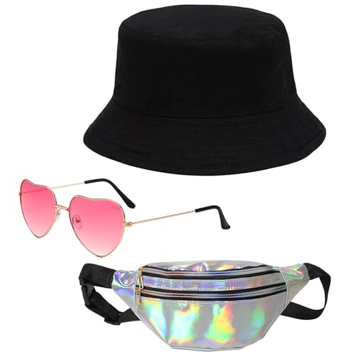 Dongcill Mallorca party outfit,Mallorca Fischerhut,Brille für Malle Party Accessoires,bunt PU Leder Gürteltasche,Mallor Accessoires,Malle Accessoire,Mall Part Outfit