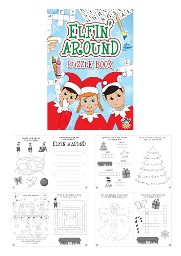 HENBRANDT 6 x Mini Elfin Around Christmas Puzzle Book Kids A6 Activity Book Colouring Wordsearch Fun Party Bag Stocking Fillers Boys and Girls Xmas Colouring Books - Image 2