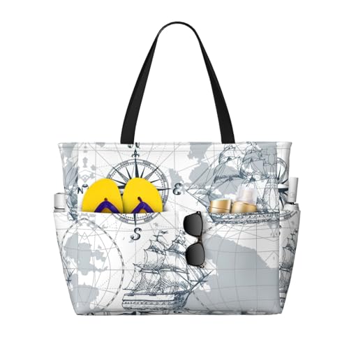 Sac de travail à motif voilier, le grand sac à main pour vos journées de bureau