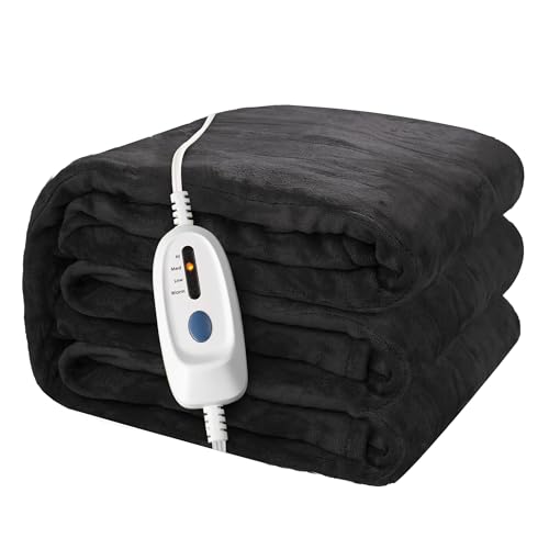 ONDAN Electric Heated Blanket Full Size 72"x84", Microplush Fast Heating for Winter Night Sleeping, 4 Heat Settings & 10 Hours Auto Off, Safe for Bedroom & Sofa Use, Machine Washable, Iron Grey — view 4