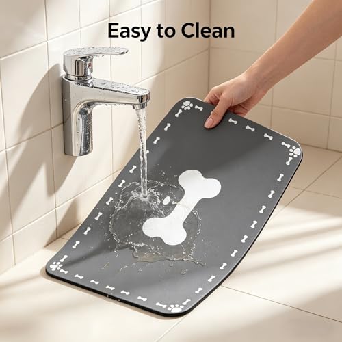 Pet Feeding Mat Absorbent Dog Cat Mat for Food and Water 24"x16" Easy Clean Dog Food Mats Quick Dry Water Dispenser Puppy Supplies Accessories Floor Protection — view 3
