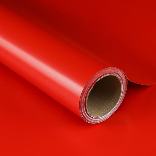 CAMKUZON Red Wrapping Paper Roll for Christmas, Birthday, Wedding, Holiday, All Occasion - Solid Color Pearly Red Gift Wrap Paper, 17.4 Inch