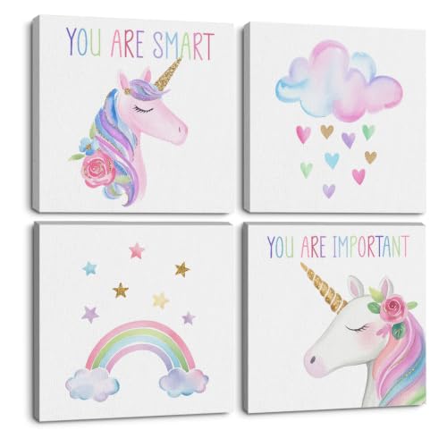 QINGTAI Unicorn Wall Art Set