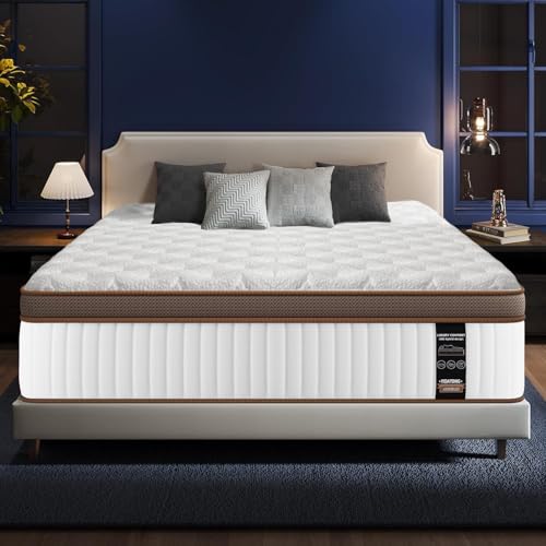 Double Mattress 135x190x28 cm, 11 Inch Innerspring Medium Firm Mattress 4FT6 with Pocket Spring and Breathable Foam + Memory Foam For Cool Comfort Sleep, 7-Zone Support, Edge Support, Motion Isolation