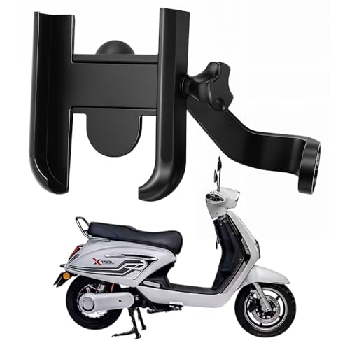Image of Metal CNC Mobile Holder for Scooter, Scooty & Motorcycle Compatible for iVOOMi Jeet X, Mirror Mount, 360 Rotation, Strong Anti-Slip Grip, Wide Adjustable Fit for All Smartphones (Black)