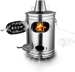 Stainless Steel Garden Incinerator, Outdoor Burn Bin with Fire Hook and Support for Burning Yard Waste, Paper, Leaves, and Debris