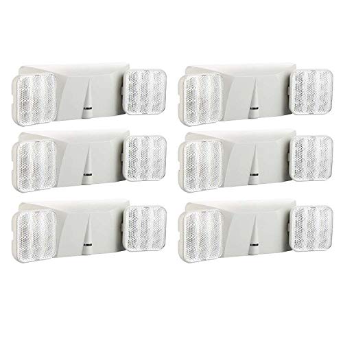 SPECTSUN Led Emergency Lights for Home, Lamp Emergency Light with Battery Backup - 6 Packs, White Commercial Emergency Lights Combo for Outdoor&Indoor, Prolight Emergency Two Head Lights Hardwired