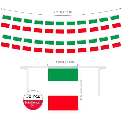 Image of AhfuLife 60 Pcs Italy String Flags for Italian Party Decoration, Small Italian Flag Bunting Banner- Double Sided for Republic Day National Day Football Fan Party Sports Bars Street Decorations (5.5x8.3 Inch -33 Ft)