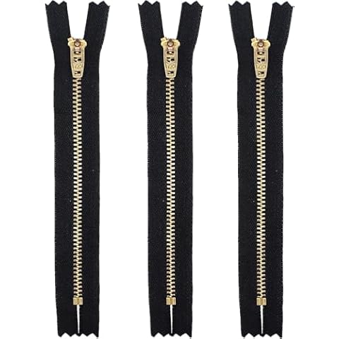 7" YKK Pants/Jeans Brass Zipper #4.5 - Black (3 Zippers)- Made in USA Cover