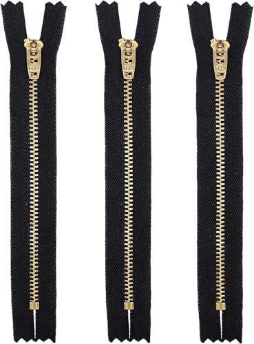 7 YKK Pants Brass Zipper #4.5 - Black (3 Zippers)