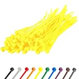 Gocableties Kabelbinder 100 Stück Gelb, 150 mm x 3,6 mm mit 18,2 kg Zugfestigkeit, kleine Größe, UV Beständig Set