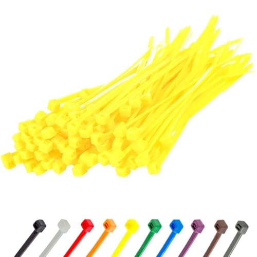 Gocableties Kabelbinder 100 Stück Gelb, 150 mm x 3,6 mm mit 18,2 kg Zugfestigkeit, kleine Größe, UV Beständig Set