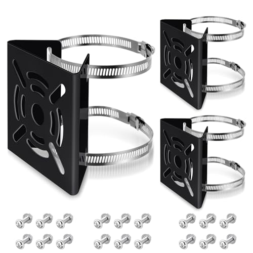 MorningRo 3 Pcs Universal Vertical Pole Mount for Security Camera Wall Mounting Bracket with 6 Loops...