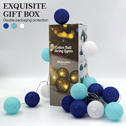 Padwa Lifestyle Cotton Ball String Lights, 3.1M/10.2Ft 20 Leds Usb Powered Cotton Ball Fairy Lights For Bedroom, Party, Indoor, Wedding, Festival Decor (Blue Tones) #TOP1