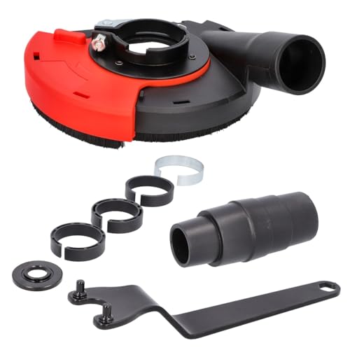 BTEC Staubabsaugung Absaughaube für Winkelschleifer mit Bürstenkranz für Ø 100 mm 115mm 125mm - für staubarmes Arbeiten mit Adapterstück und Staubsaugeranschluss