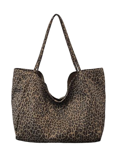 Image of MakeMeChic Women's Leopard Tote Bag Cheetah Oversize Shoulder Bag Weekender Bag