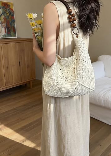 Image of Rejolly Straw Hobo Bag for Women Tote Bag Summer Vacation Beach Handbags Boho Bohemian Style Shoulder Purse
