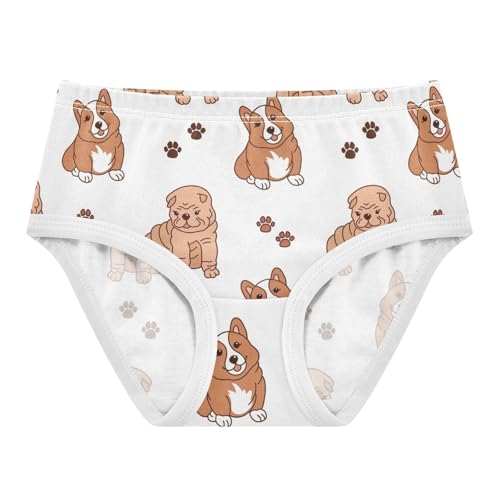 Wusikd Cute Puppies Girls' Underwear Cotton Lovely Pets Girls Briefs Soft Toddler Underwear 8T