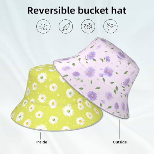 Image of Bucket Hat Double-Side-Wear Reversible Sun Hat Beach Travel Hiking for Women Men