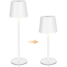Pickmesh 1 Pack Scalloped Edge Cordless Table Lamp 3 Color Dimmable LED Rechargeable Battery Desk Light Mahjong Lamp for Living Room Dining Bedside Desk Kitchen Counter White