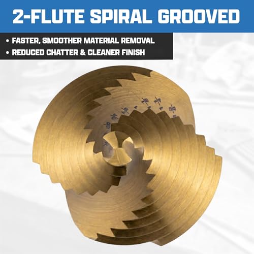 Image of NEIKO 10612A Step Drill Bit, 10 Steps 1 /4 inch to 1-3 /8 inch Spiral High Speed Steel, Titanium Nitride Coated, 3 /8 inch Tri Flat Step Bits for Steel, Metal, Wood, Plastic, Unibit Cone Drill Bits, Two Flute