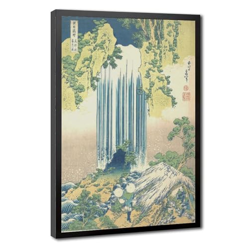 Toile cascade de Yoro Hokusai pour salon et bureau - Décoration murale zen suspendue