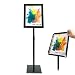 Haitian Sign Holder Poster Stand - Fits for 8.5 X 11 Inch Poster, Adjustable Stand Height, Poster Frame Revolvable to Either Horizontal or Vertical View Display, Metal Material Color Black