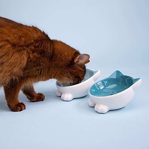 Navaris Futternapf Set 2-teilig für Katzen - 2X Keramik Napf rutschfest - Fressnapf Katzennapf spülmaschinenfest - Wasser Nassfutter Trockenfutter