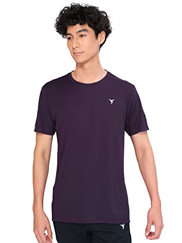 Image of TECHNOSPORT Men's Slim Fit Polyester Activewear Sports T-Shirt with Moisture-Wicking Comfort for Workout, Running & Gym