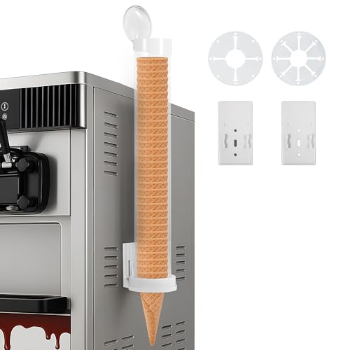 Ice Cream Cone Holder Dispenser, Wall Mount Cone Holder Fits for 1.6-3’’ Dia Waffle Cone, Ice Cream Holder for Ice Cream Machine Shops Trucks Grocery Stores