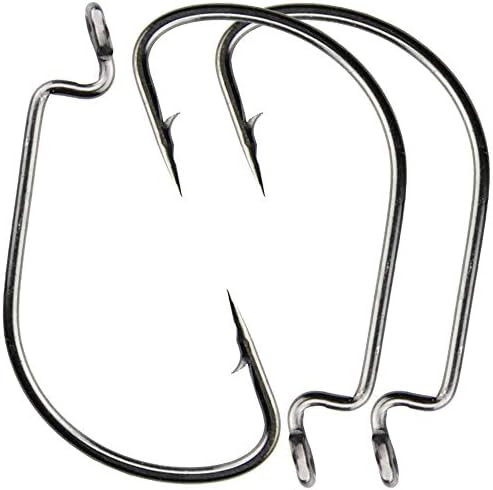 Luengo 50pcs 7316 2X High Carbon Steel Offset Worm Hook Sport Circle Fishing Hooks for Saltwater Fishing-Size: #1-5/0