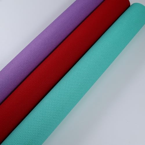 Image of KCS 3 pc of 15 inch x 18 inch(38cmx45cm) Counted Cross Stitch Cotton Aida Cloth Needlework Rolled Fabric Box,14CT,Sea Green+Lavender+Red