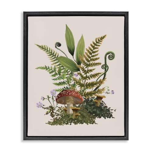 'Cottage Mushroom Woodland Plants'| Floating Frame Canvas Art