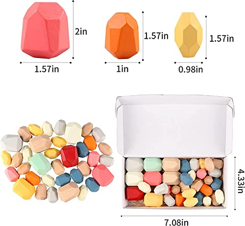 Aaa777Usa Montessori Stacking Wooden Rocks Balancing Stone Preschool Educational Sensory Toys For Toddlers 3 4 5 Year Boys And Girls – Building Block Set 36 Pcs #TOP1