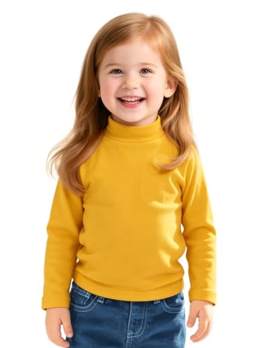 Image of Witwot Toddler Girls Mock Turtleneck Shirts Long Sleeve Thermal T-Shirt | Cotton Girl Soft Basic Pullover Tops Size 18M-5T