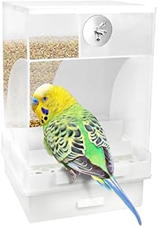 Parrot Automatic Feeder,No-Mess Bird Feeder,Cage Accessories for Budgerigar Canary Cockatiel Finch Parakeet Seed Food Container by Old Tjikko (Large-Capacity-Screw-Fixed Bird Feeder)