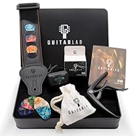 ALL-IN-ONE GUITAR ACCESSORIES GIFT SET – Everything a guitarist needs in one complete kit. Includes leather guitar strap with pick holder, 9 celluloid guitar picks, clip-on chromatic guitar tuner (battery included) and zinc alloy guitar capo, all pre...