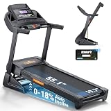 THERUN Incline Treadmill, Foldable Treadmills for Home 3.5HP Treadmill with 0-18% Auto Incline, 300 lbs Weight Capacity, 0.6-12MPH and Widen Running Belt, Bluetooth, App, Heart Rate, Black