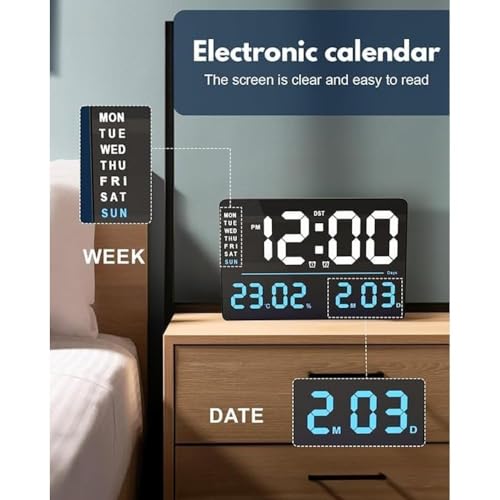 Image of EASEPRES LED Digital Wall Clock (X6636-Blue)