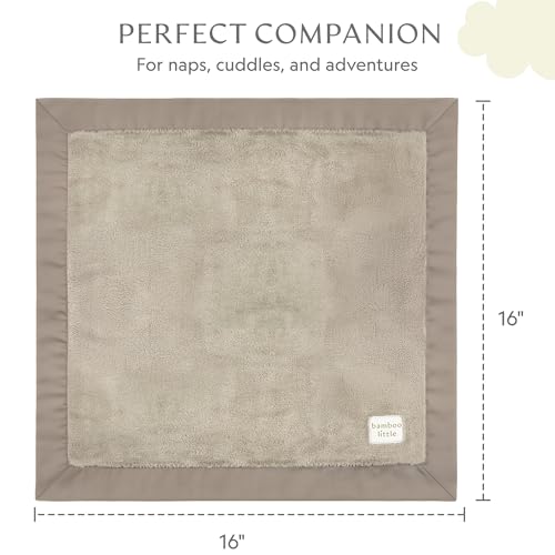 Image of Ultra-Soft Lovey Security Blanket Plush, Satin Trim 16x16 Gray
