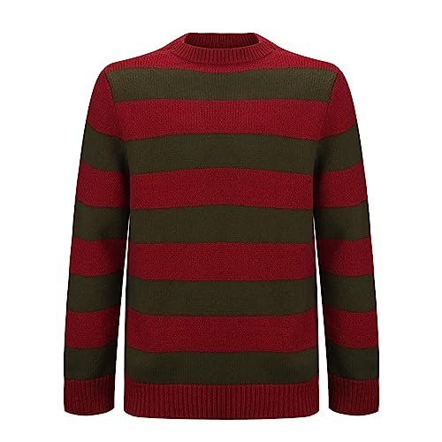 NUWIND Freddy Krueger Pullover Suéter a rayas de punto Jumper Nightmare on Elm Street Adultos Disfraz para Halloween Carnaval Cosplay Fiesta(nueva version, S M)