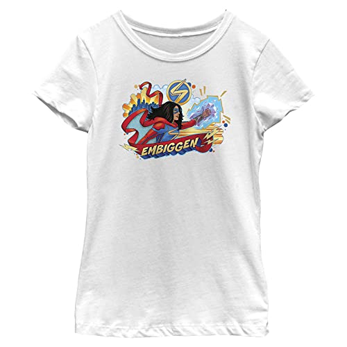 T-shirt Marvel Ms avec badge imprimé résistant en coton blanc XL