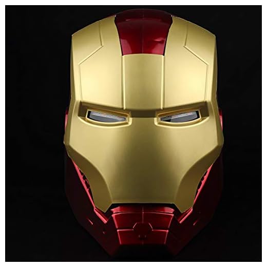 QWEASZER Iron Man hjälm mask lysande, Marvel Avengers plast hel ansiktsmasker hjälmar halloween film cosplay kostym rekvisita, järnman hjälm mask – < 55 cm