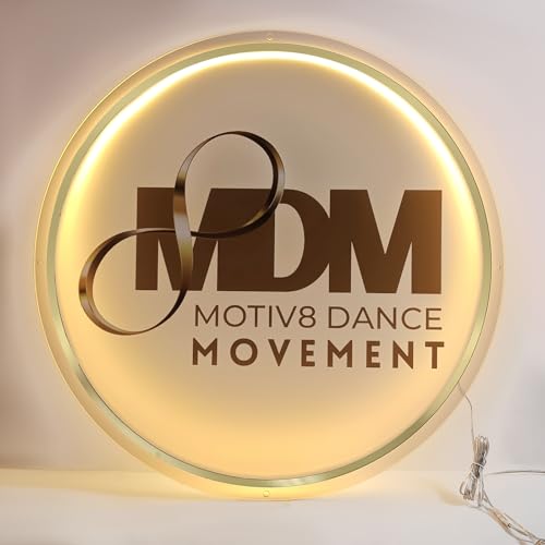 Custom Acrylic Backlit Logo Sign - Illuminated Round Personalized Signs for Business, Storefronts, Offices, Nail Salons, Beauty Studios & Restaurants - Customizable LED Logo Light (15